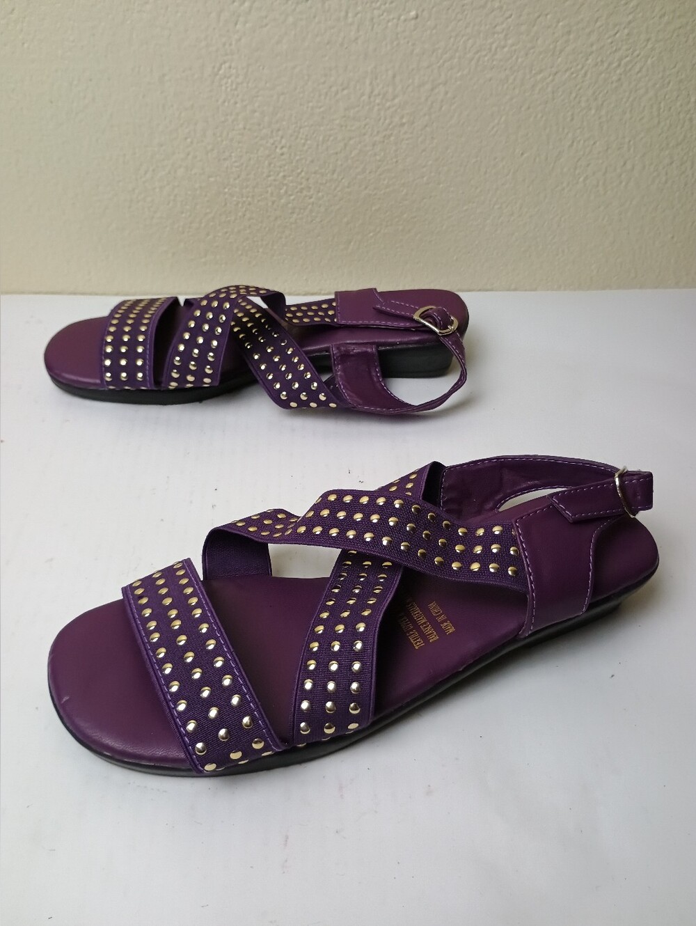 Vintage Y2K Purple Studded Cross-Strap Women's Sandals 9W